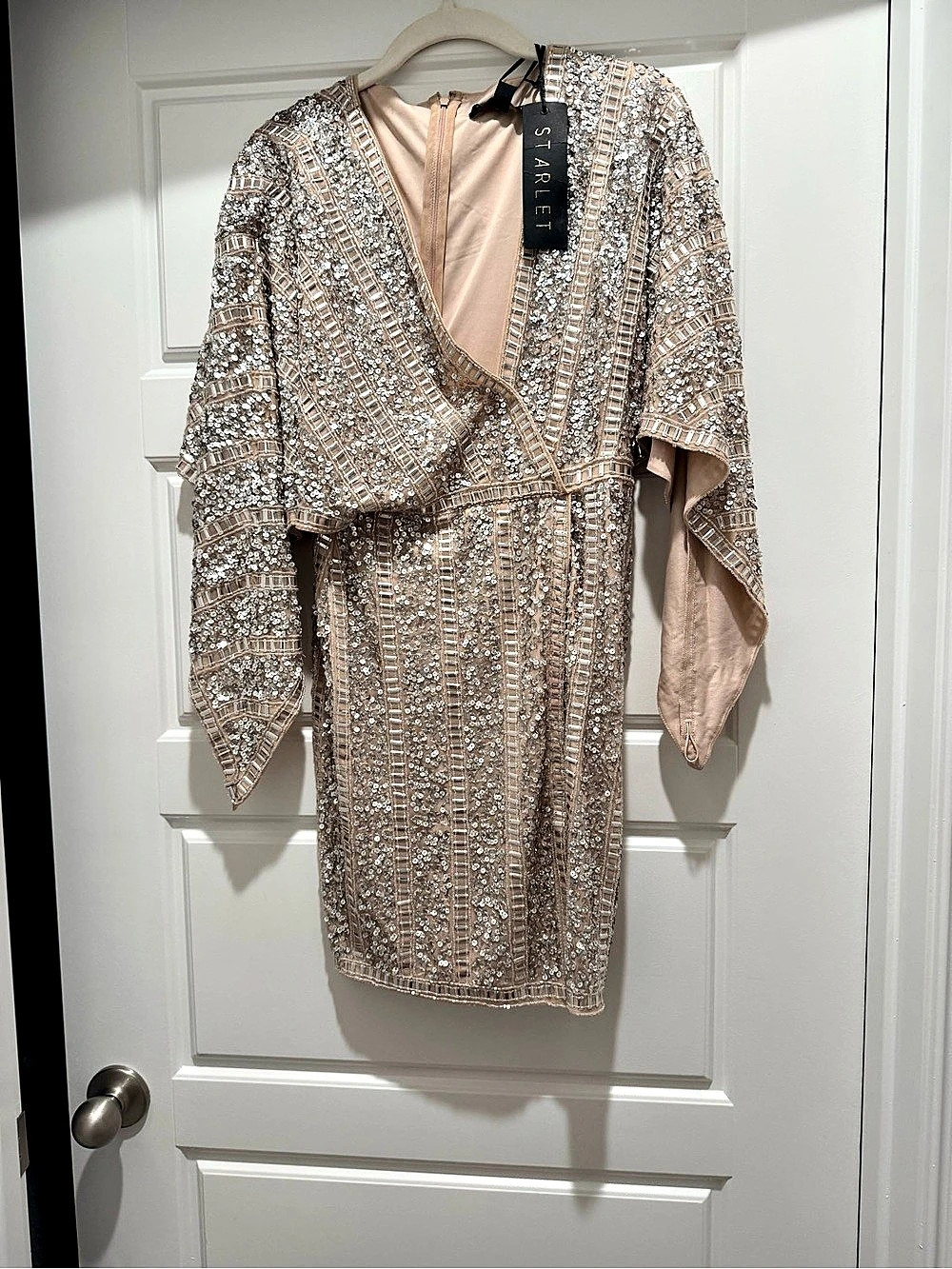 Starlet Sequin Beaded Mini Dress in Pink & Silver Size 4 NWT